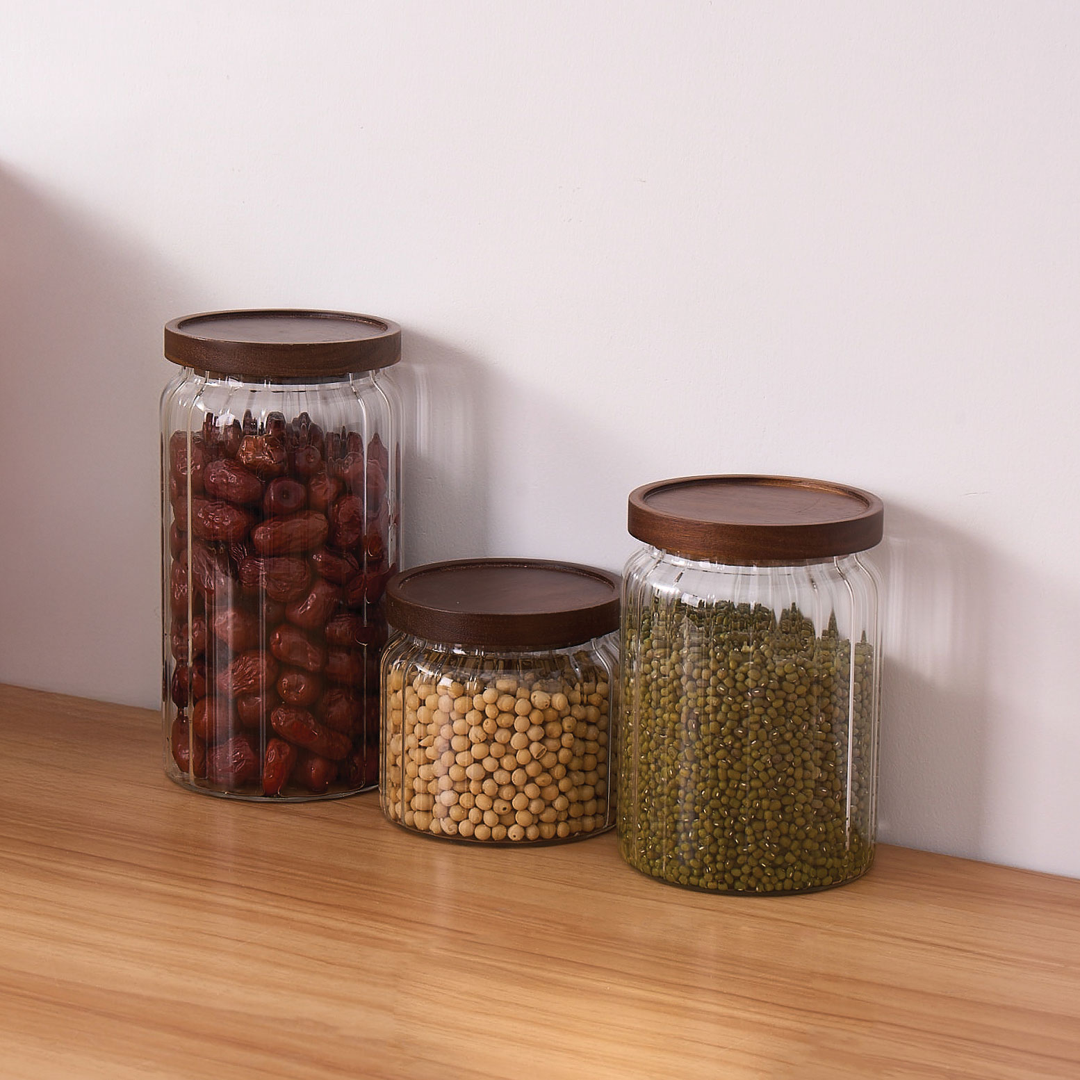 J/4 3LÜ BÜYÜK CAM KAVANOZ SET 650 - 1100 - 1500 ml