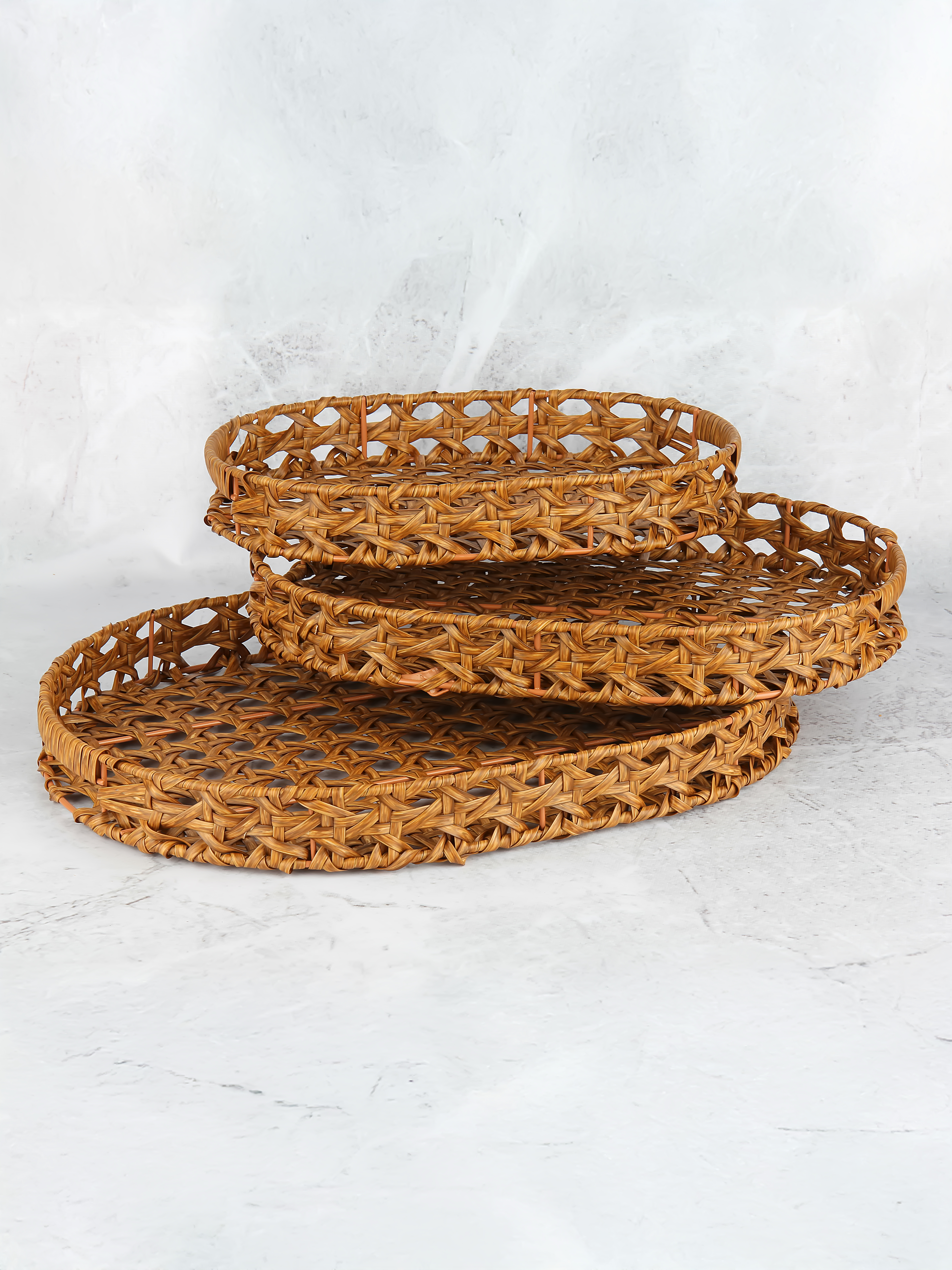 E/9   3LÜ RATTAN OVAL SEPET