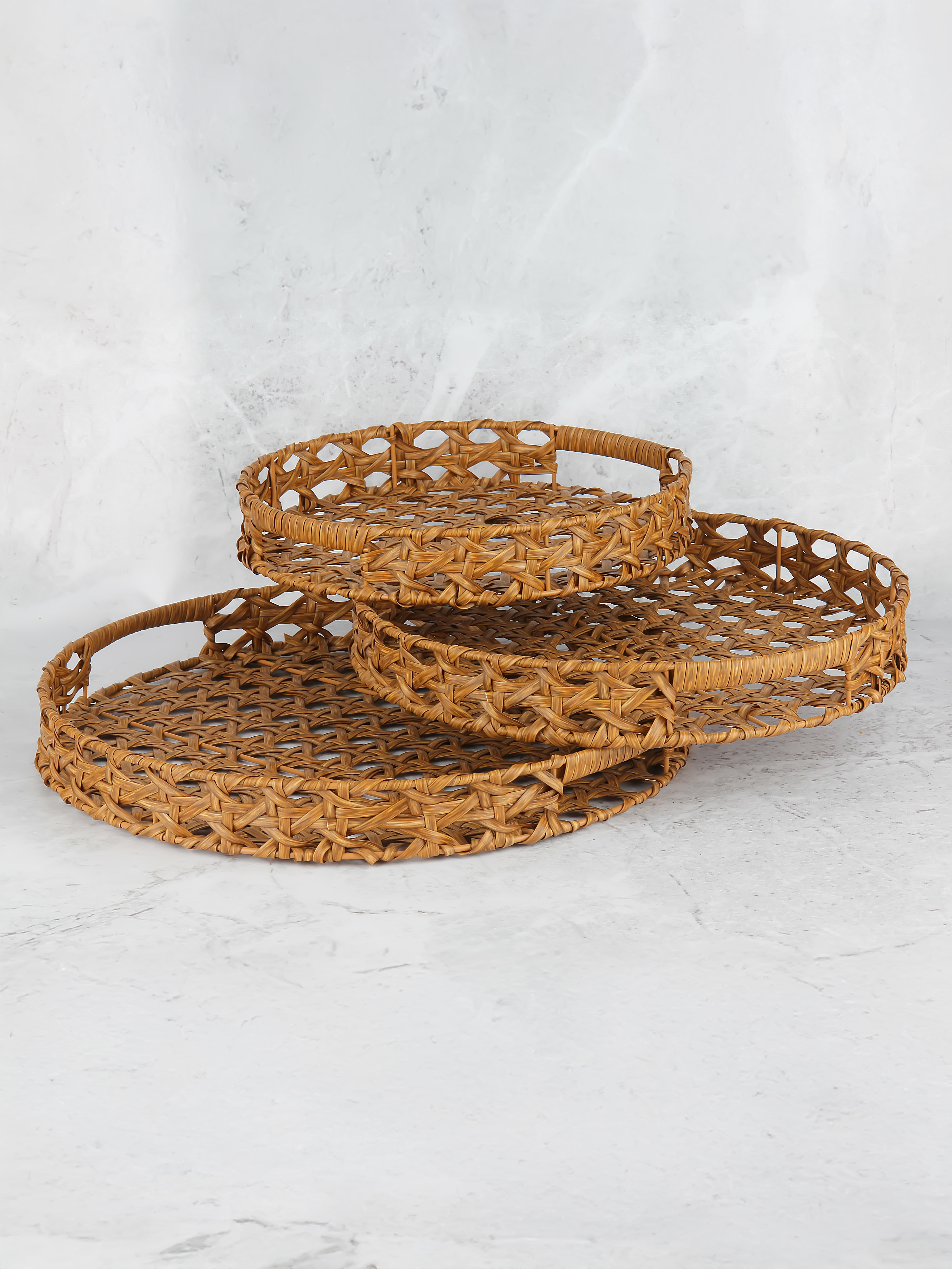 P/8  3LÜ RATTAN YUVARLAK OVAL SEPET