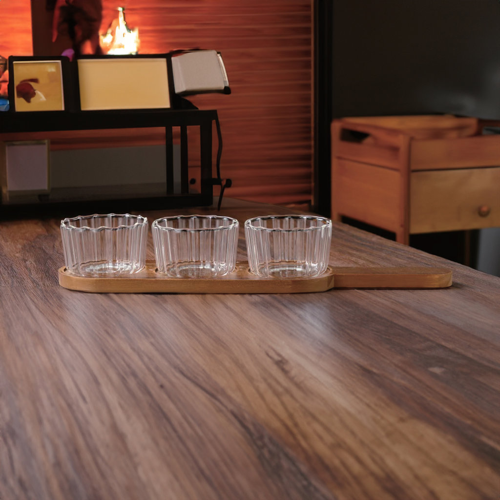 F/7  AKASYA TABANLI CAM KASE SETİ