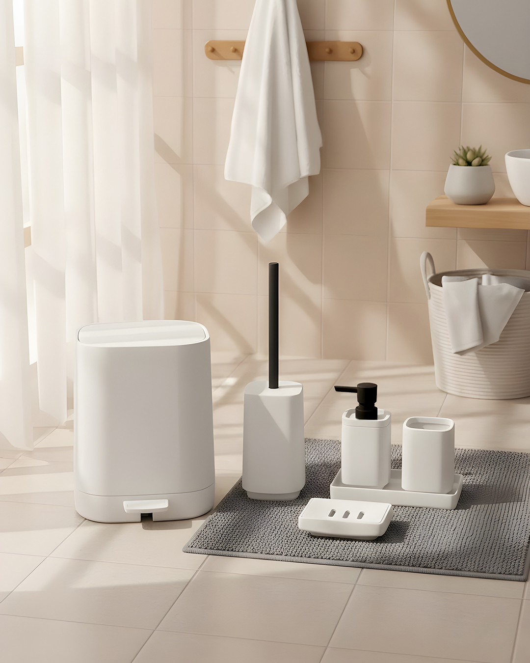 KARE BEYAZ 5 PARÇA BANYO SETİ 