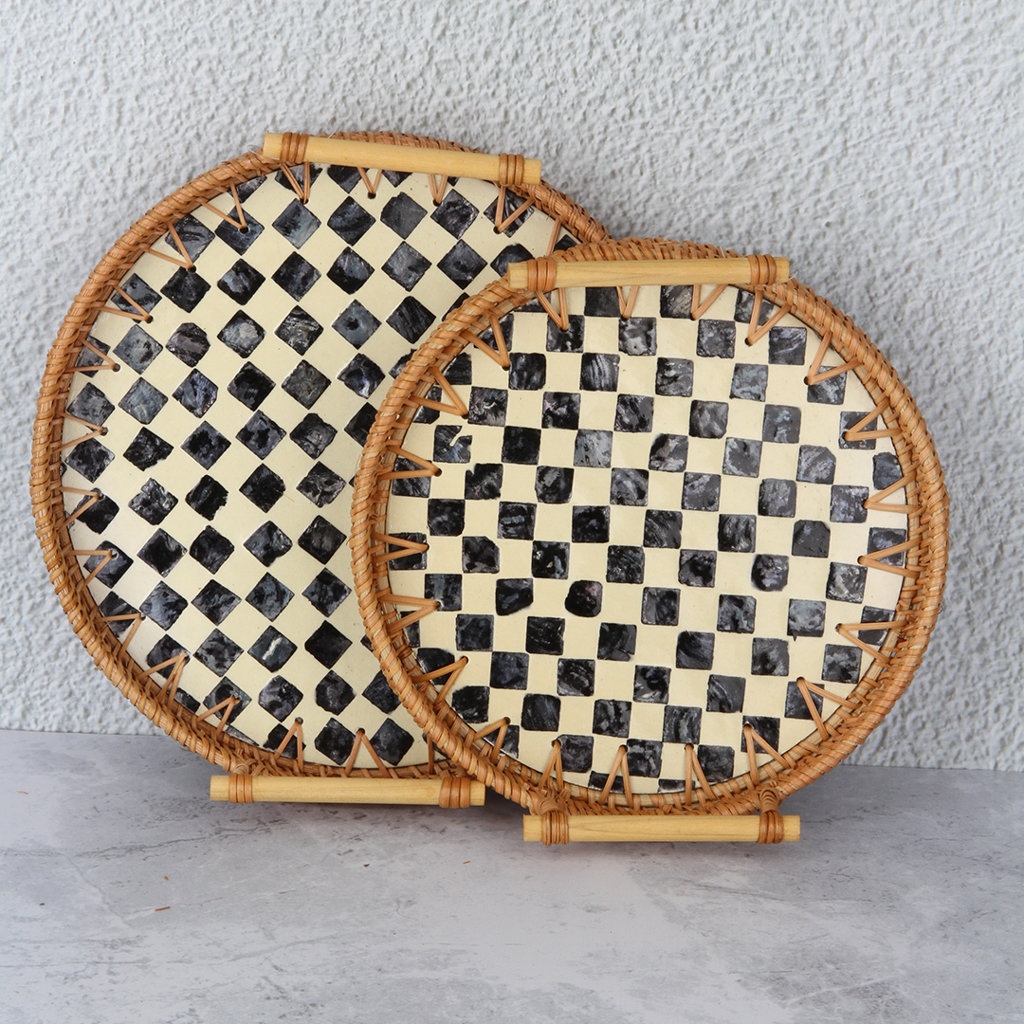 G/7 KULPLU DAMALI SEDEF TEPSİ SET