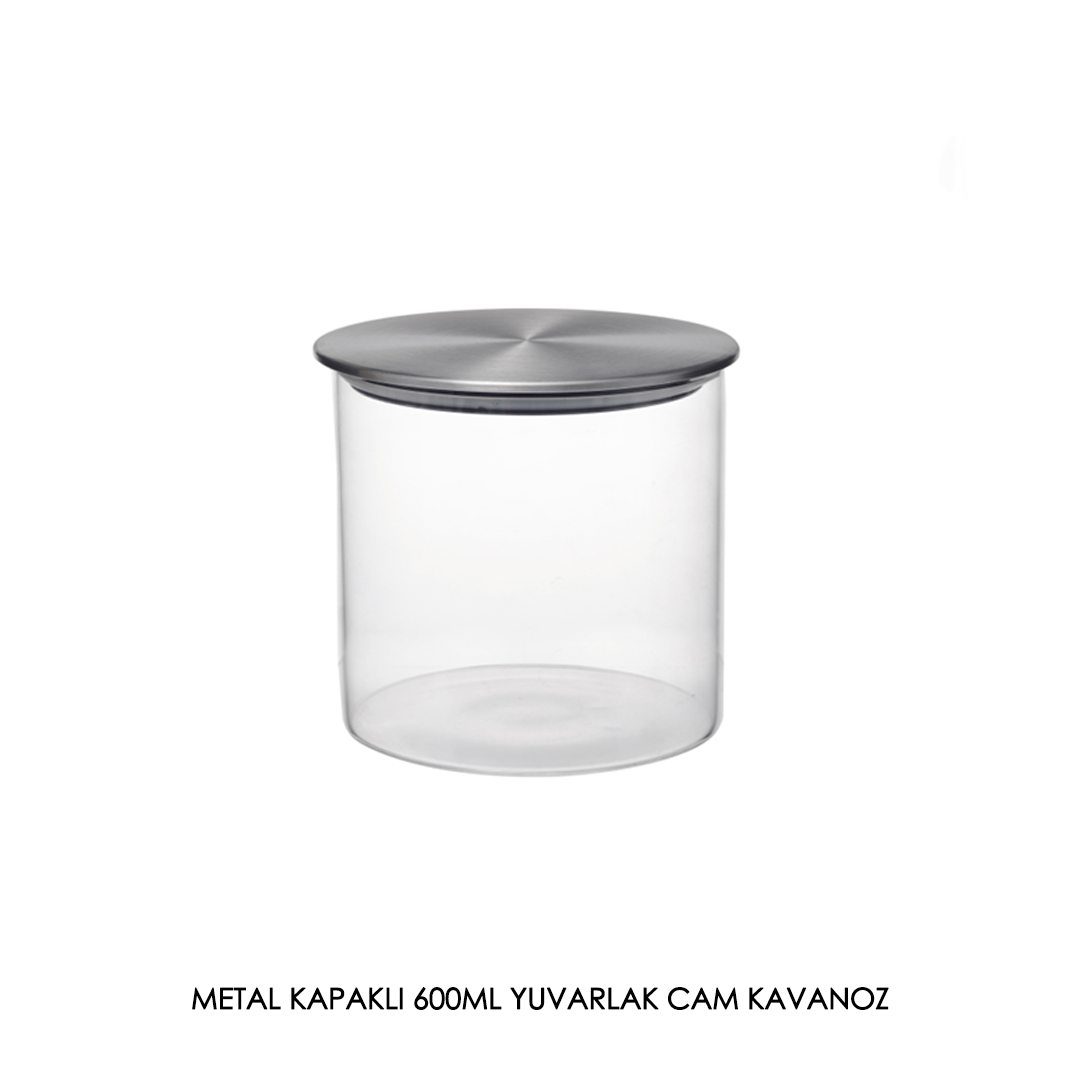 N/1  METAL KAPAKLI 600ML YUVARLAK CAM KAVANOZ