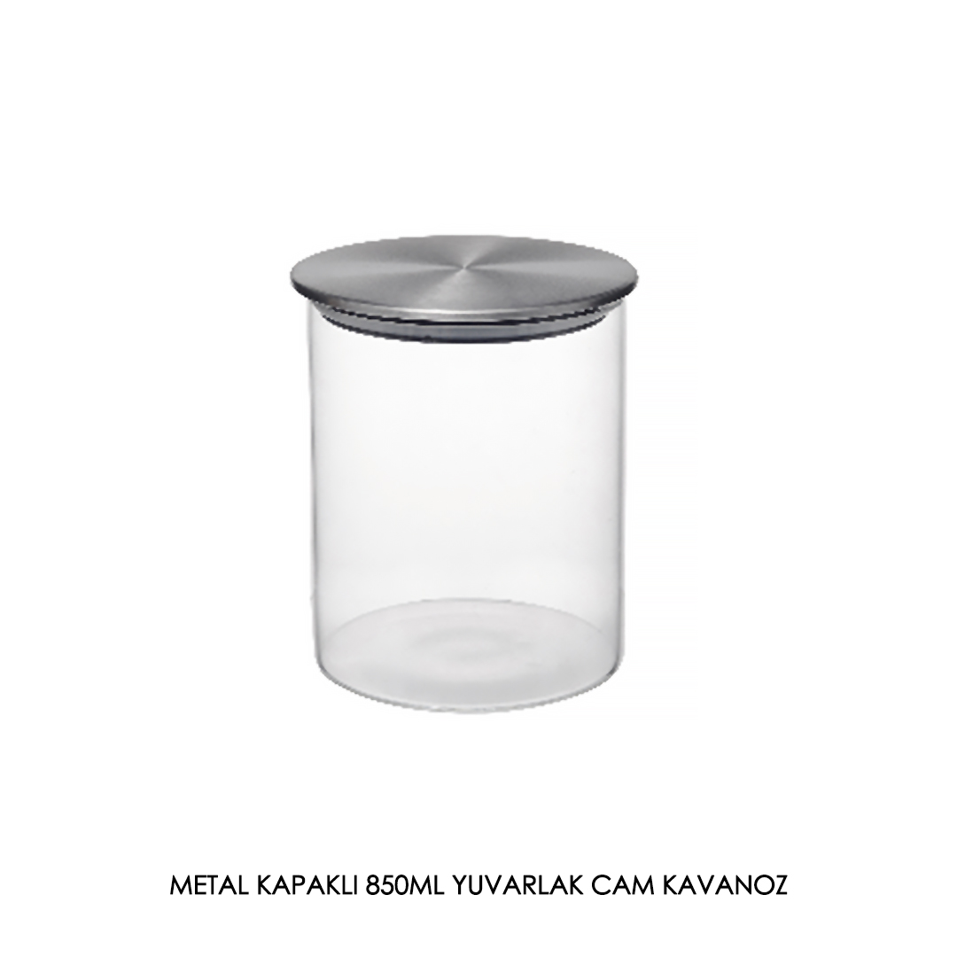 R/2   METAL KAPAKLI 850ML YUVARLAK CAM KAVANOZ