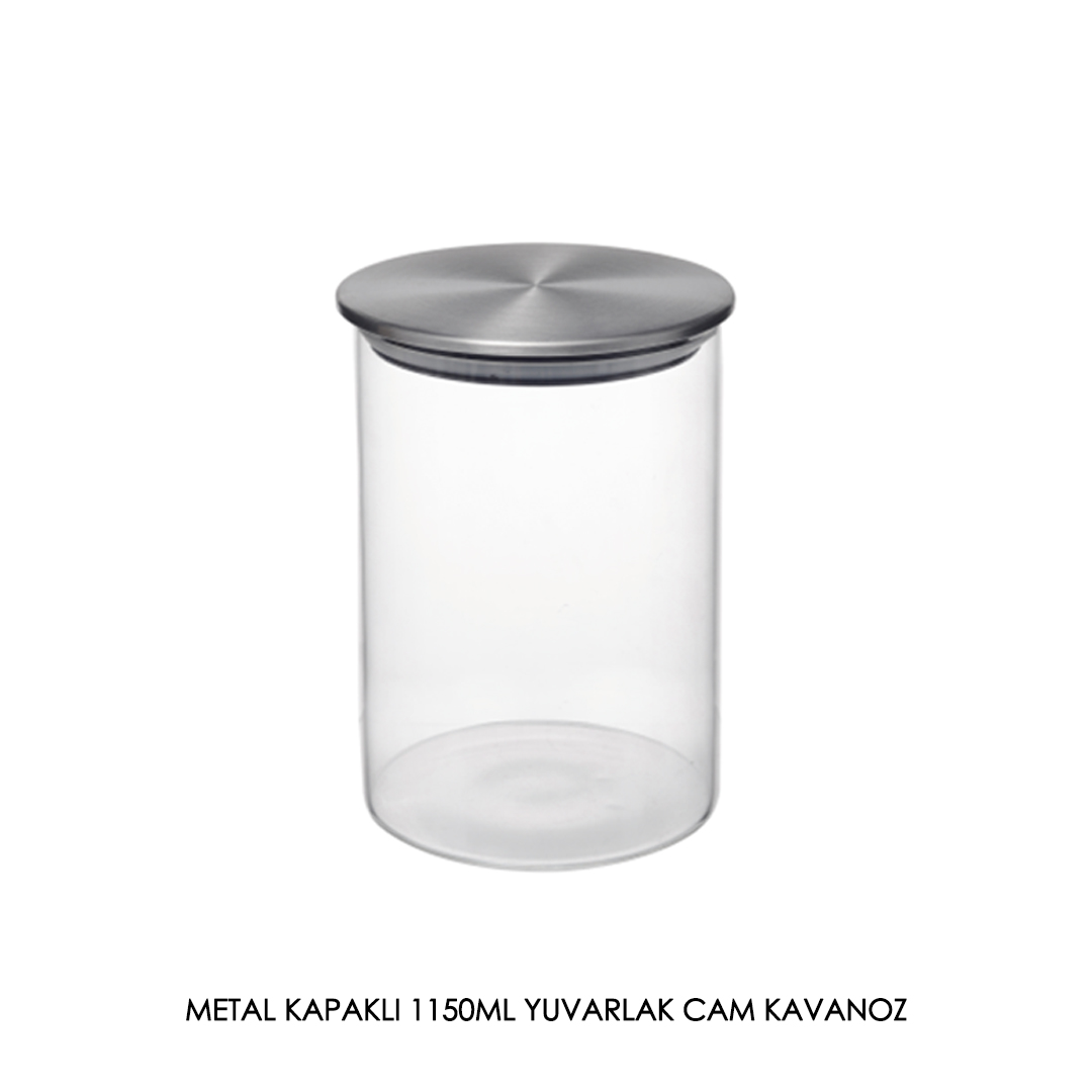V/8  METAL KAPAKLI 1150ML YUVARLAK CAM KAVANOZ
