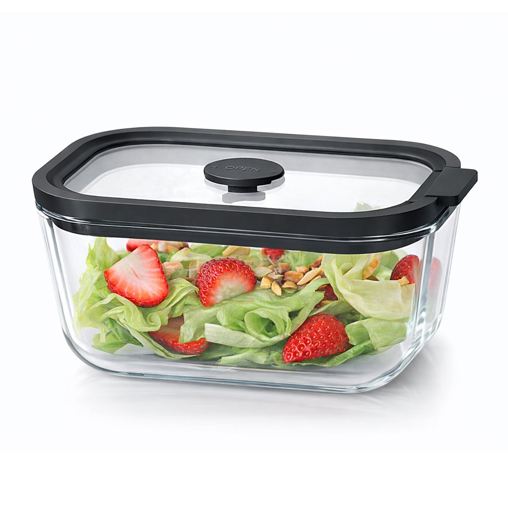 SİYAH KAPAKLI CAM SAKLAMA KABI 800ML16.5*11.5*7.5cm