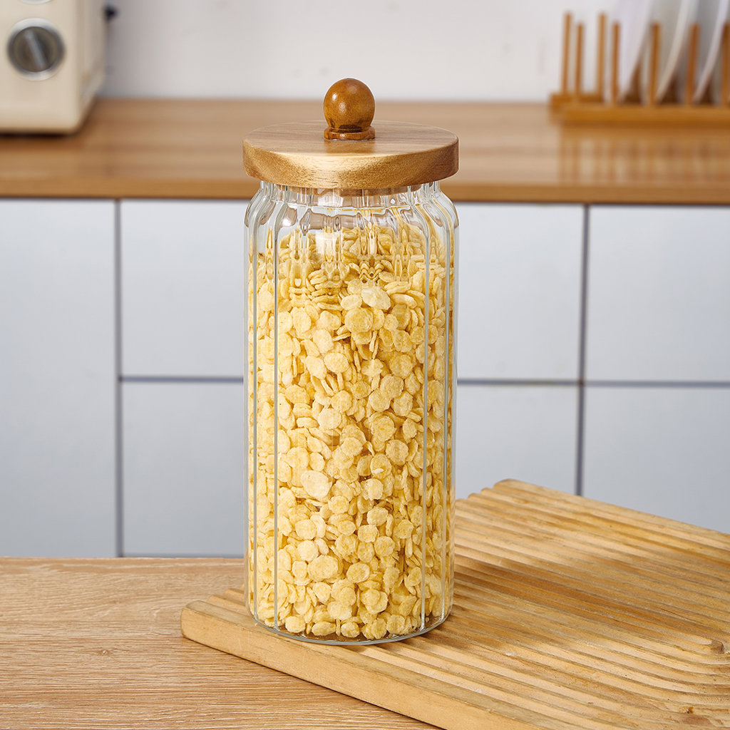 AKASYA KAPAK BOROSİLİKAT ÇİZGİLİ CAM KAVANOZ BÜYÜK