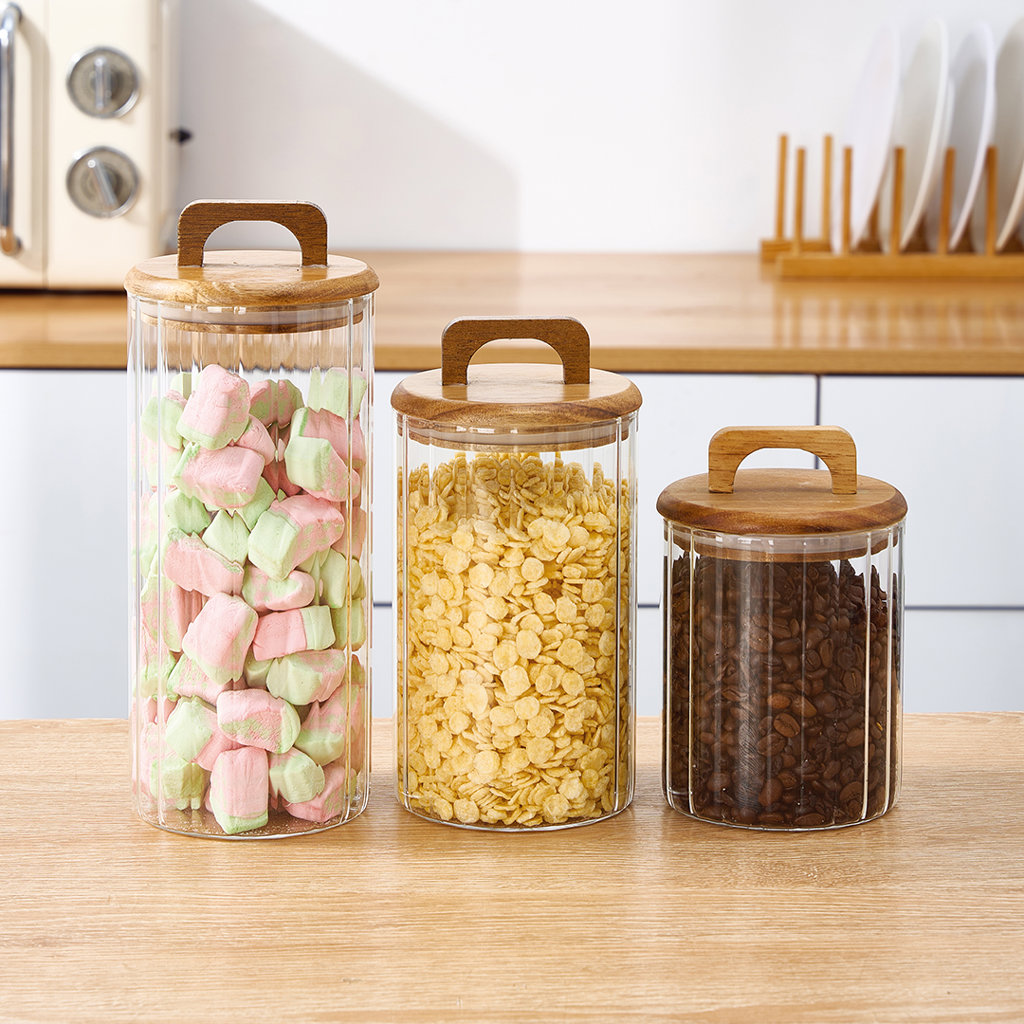 AKASYA KAPAK BOROSİLİKAT ÇİZGİLİ CAM KAVANOZ SETİ 