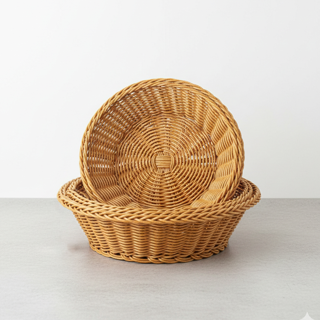 YUVARLAK RATTAN ÖRGÜ 3 LÜ SEPET SETİ