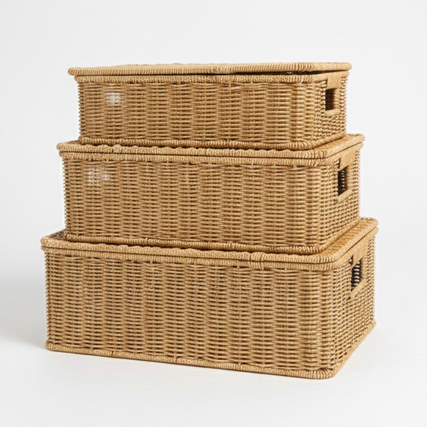 3LÜ RATTAN KAPAKLI MEGA ORGANİZER