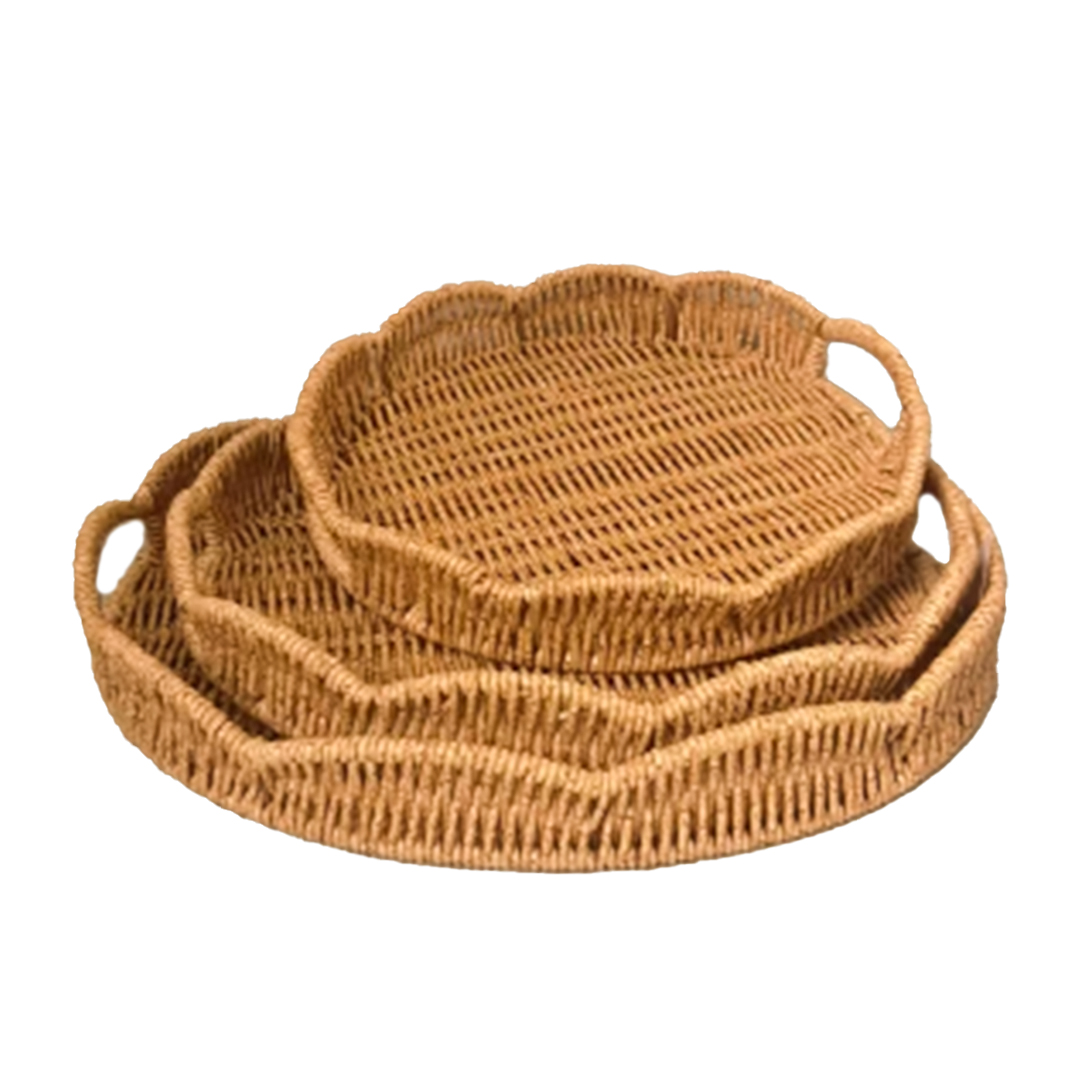 YUVARLAK RATTAN TEPSİ SETİ