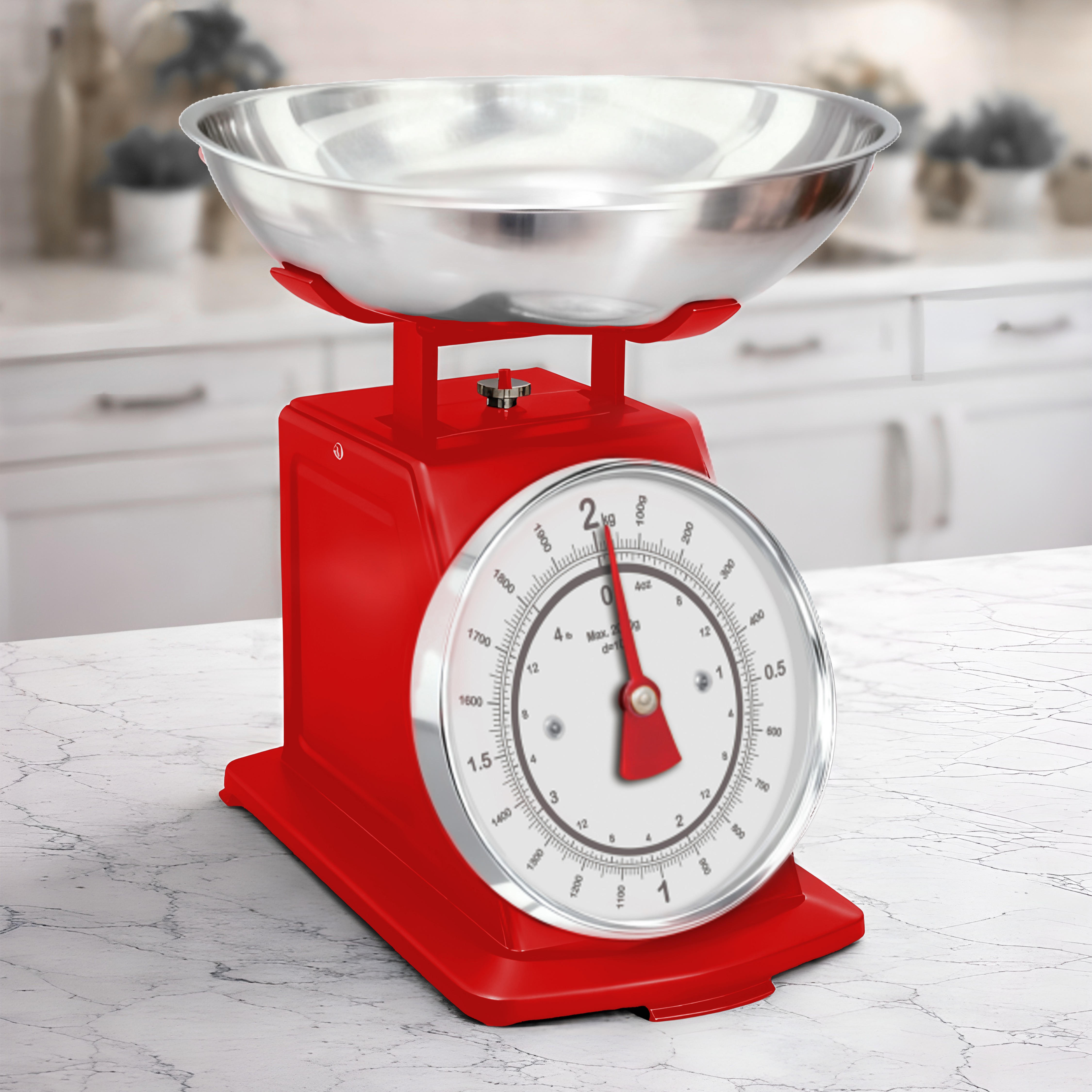 GÜMÜŞ KASELİ KIRMIZI MUTFAK TERAZİ