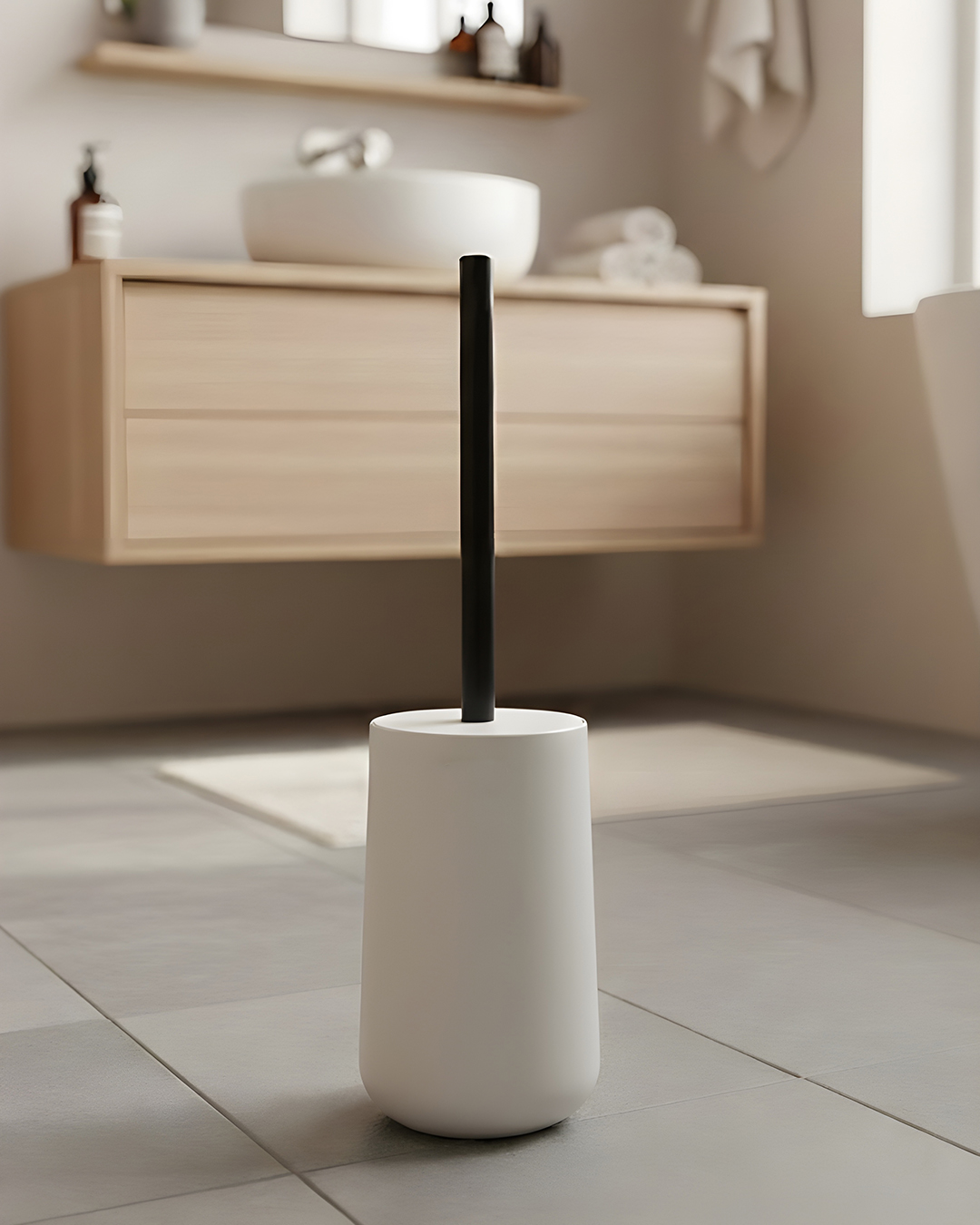 KREM YUVARLAK AKRİLİK WC FIRÇASI