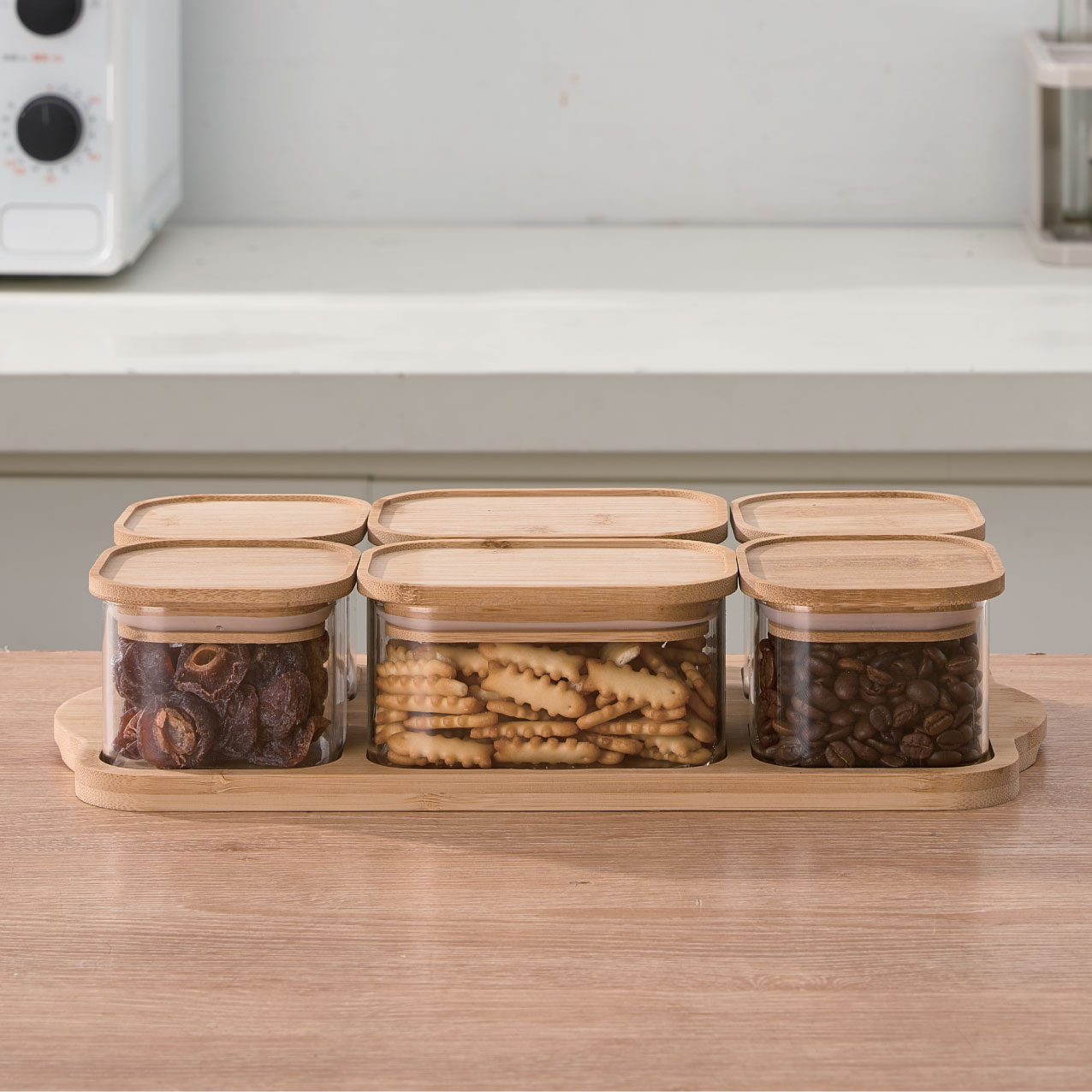 6LI CAM KAHVALTI TAKIMI BAMBU KAPAK