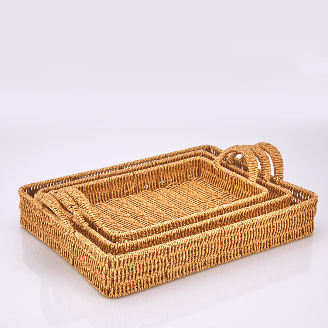 3LÜ RATTAN DİKDÖRTGEN TEPSİ
