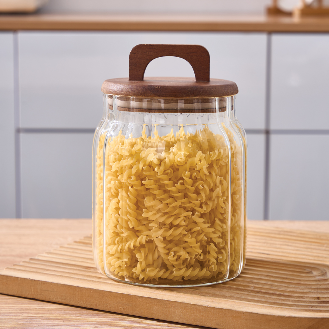 1150ML AKASYA KAPAKLI ÇİZGİLİ CAM KAVANOZ