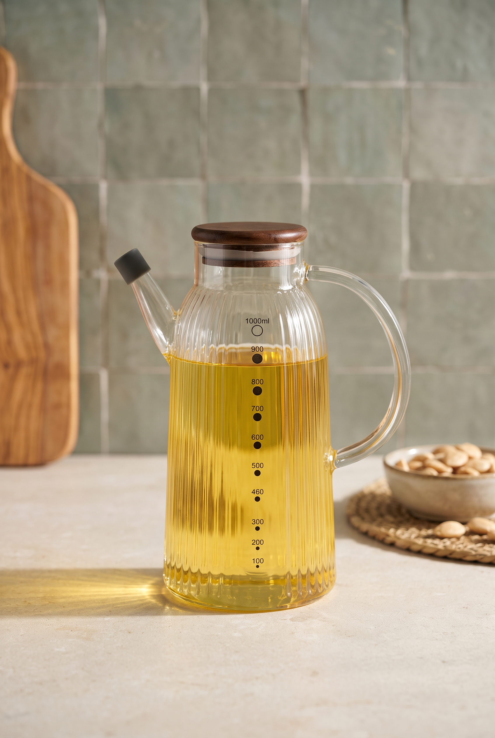 AKASYA KAPAKLI CAM YAĞDANLIK 1000ML