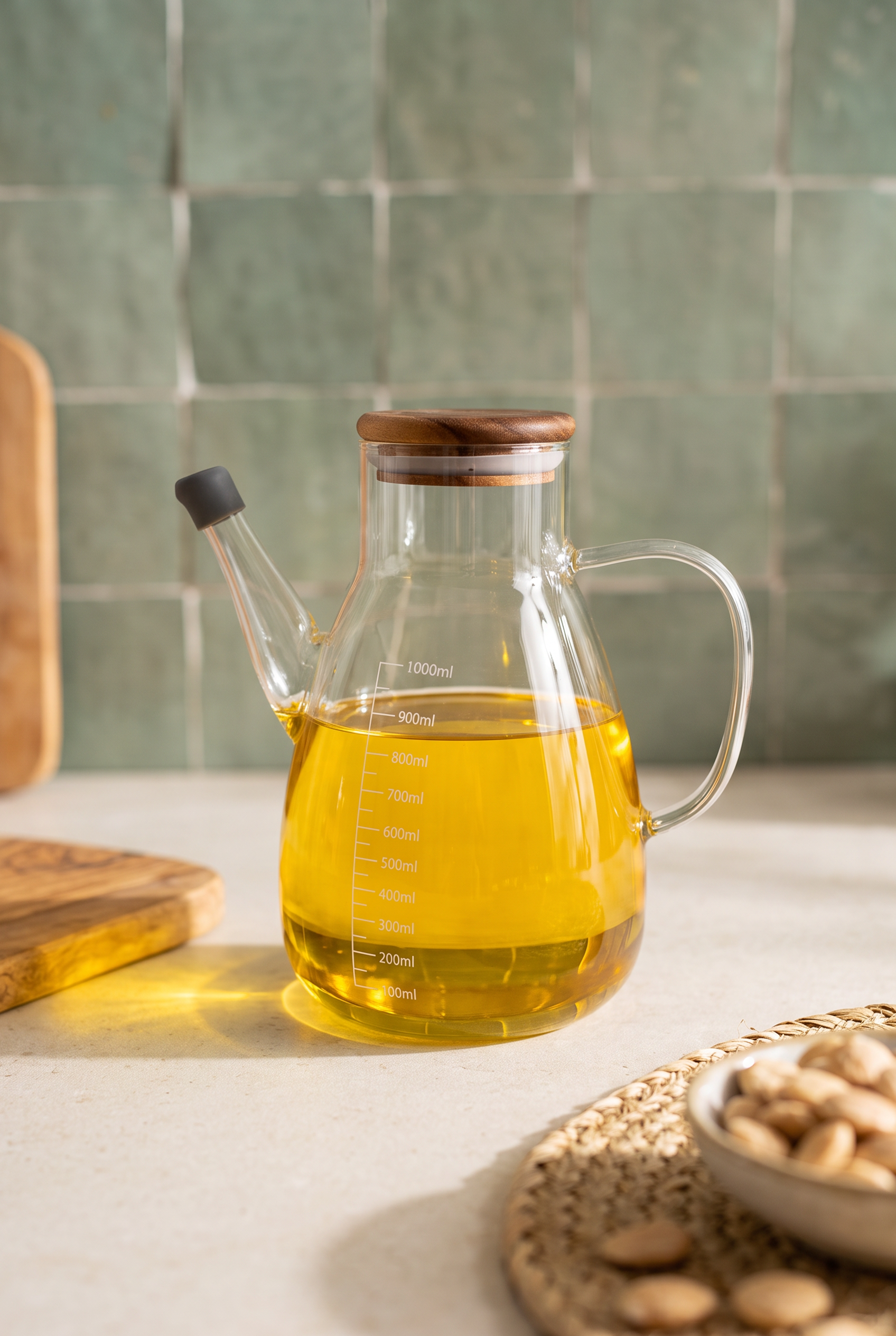 SİYAH AKASYA KAPAKLI YAĞDANLIK 1000ML